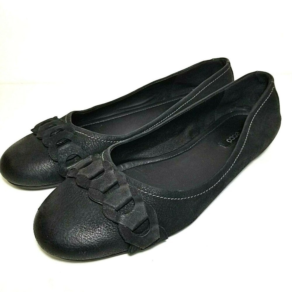 Ecco ballet flats black size 41 leather upper